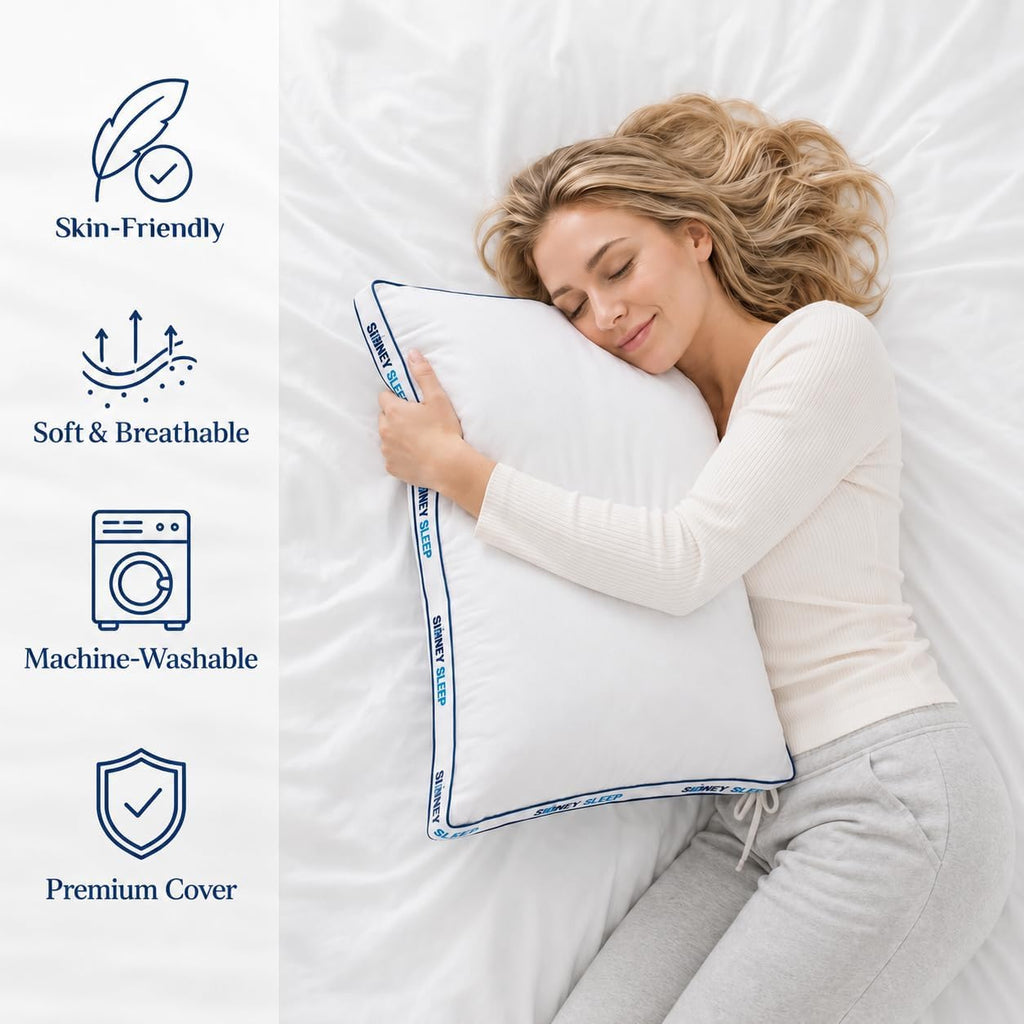 Queen Bed Pillows Set of 2, Premium Down Alternative Pillows for Sleeping, Hotel Quality Medium Plush, Breathable