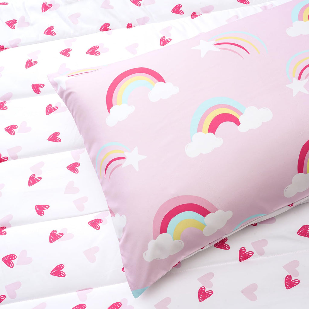 4 Piece Toddler Bedding Set - Soft Breathable Toddler Bedding Set for Girls, Includes Quilted Comforter, Flat Sheet