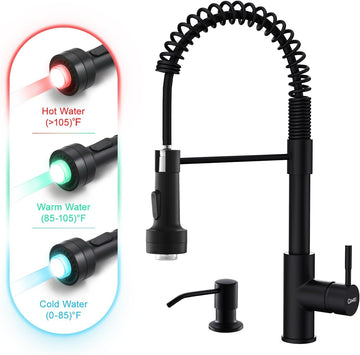 Led Black Kitchen Faucet with Soap Dispenser