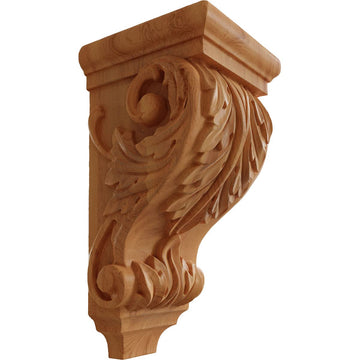 5"W x 5"D x 10"H Medium Acanthus Wood Corbel, Red Oak