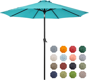 Patio Market Outdoor Table Umbrella with Push Button Tilt and Crank - Turquoise