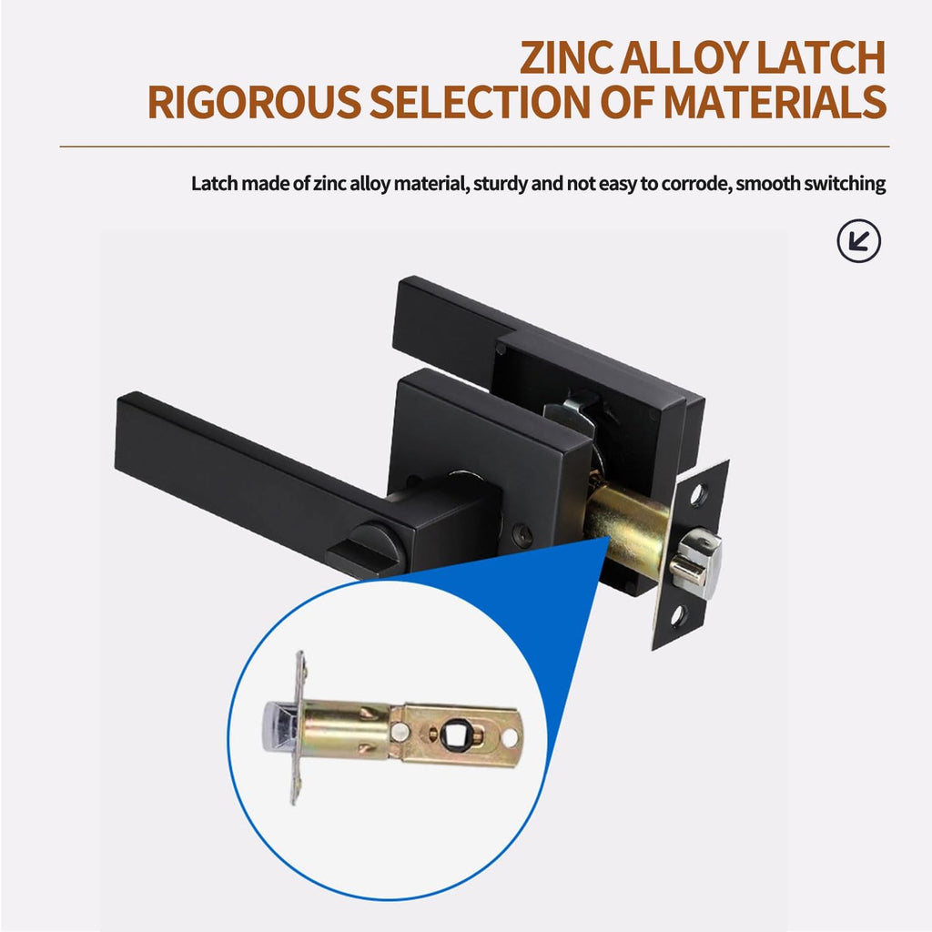 Privacy Door Levers, 4 Pack Matte Black Door Handles Heavy Duty with Lock and Key