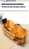 Japanese Style Wooden Soaking Tub with Steamer, Deep Cedar Bath Barrel for Adults, Freestanding Spa Bathtub for Home