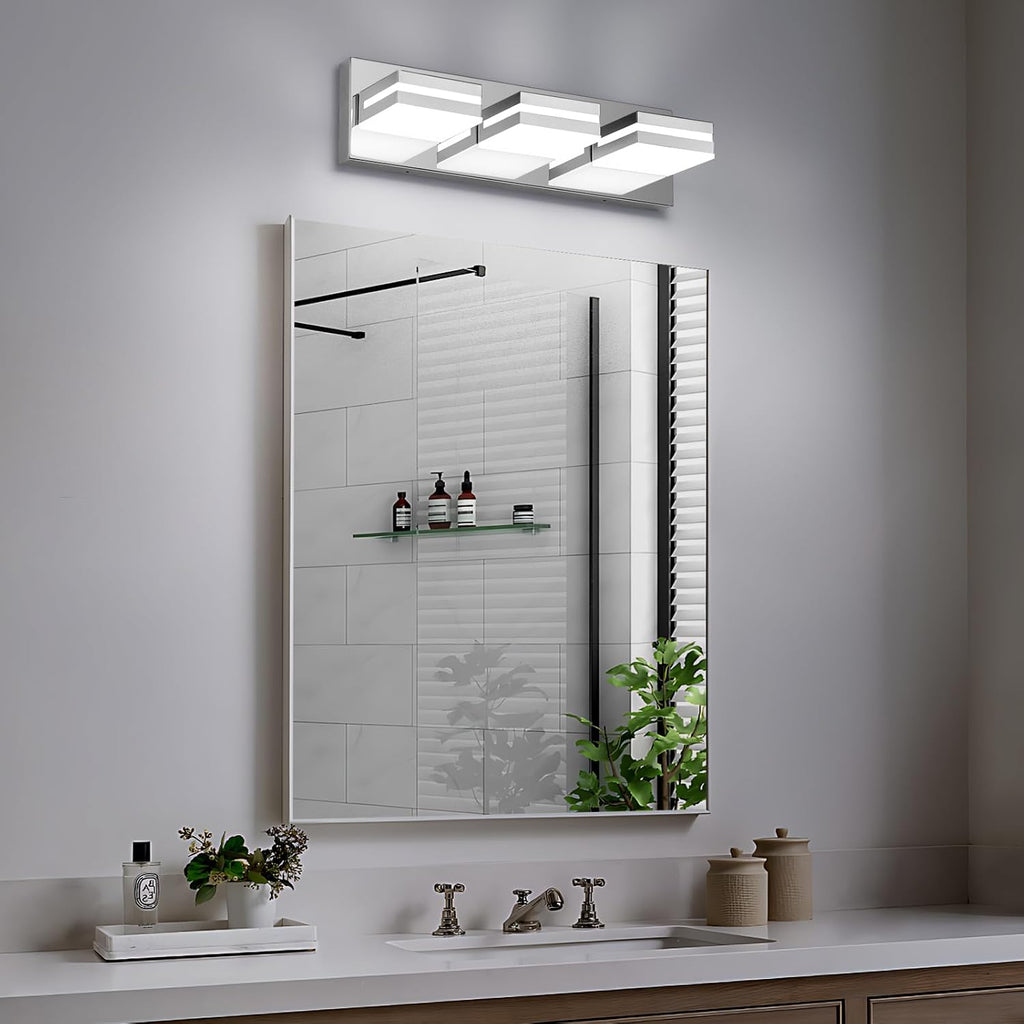 Modern LED Stainless Steel Chrome Acrylic Bathroom Lights Fixtures 3-Light | Wall Lighting,Vanity Lights Over Mirror