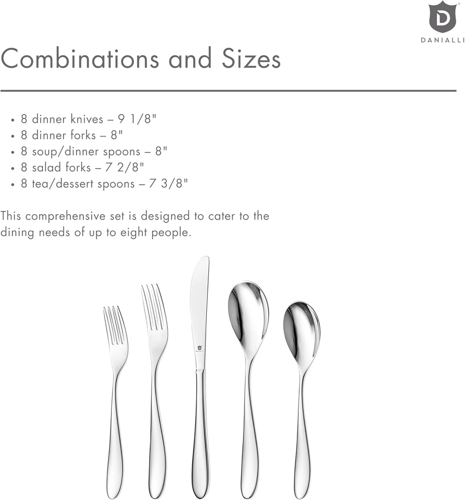 Silverware Set for 8 | 18/10 Stainless Steel Flatware Set | Mirror Finish, Heavy-Duty, Dishwasher Safe