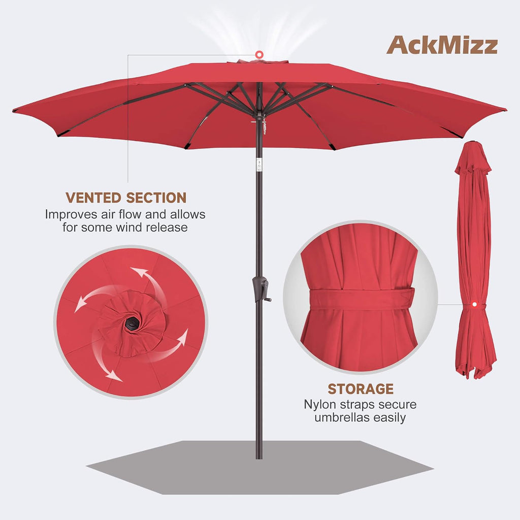 10ft Outdoor Patio Umbrella - Table Umbrella Waterproof UV Protection, Sombrillas de Patio with Push Button Tilt