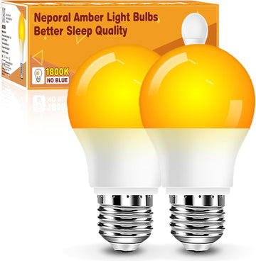 A15 Amber LED Light Bulb 1800K, True Blue Light Blocking Sleep Aid Bulb for Bedroom Nursery, 7W Replacement for 40W