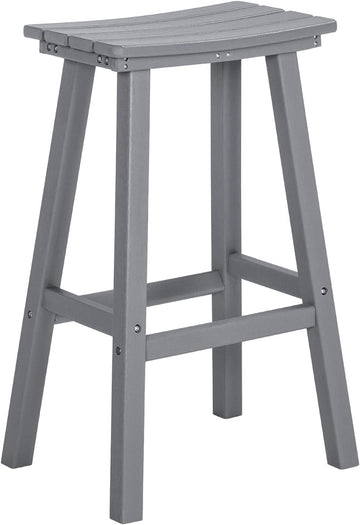 29 Inch Outdoor Bar Stool, HDPE Bar Chairs with Footrest, Weather Resistant Waterproof Bar Stools Outside Bar Height