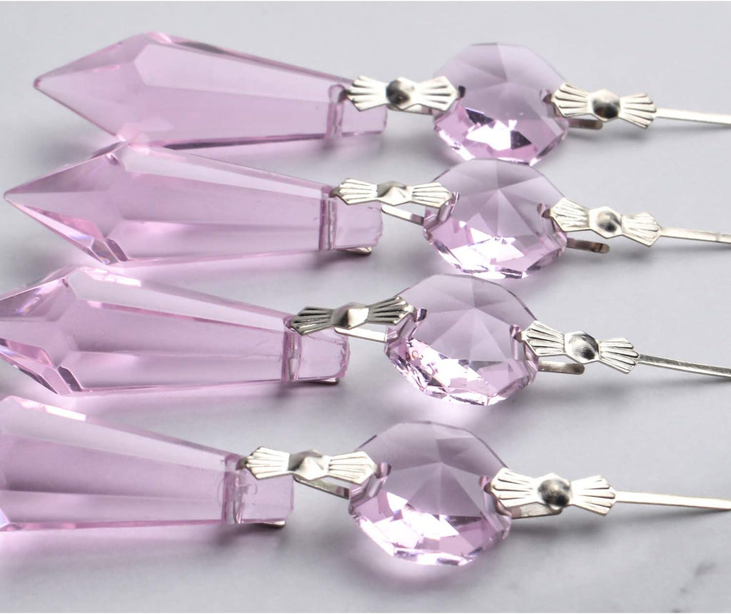 20 Pieces Chandelier Icicle Crystal U-Drop Prisms Lamp Parts Glass Pendants Beads for Wedding