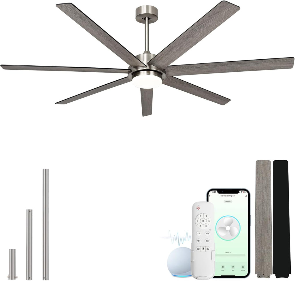 65 Inch Large Smart Ceiling Fan with Light and Remote via WIFI Alexa APP Control,Dimmable