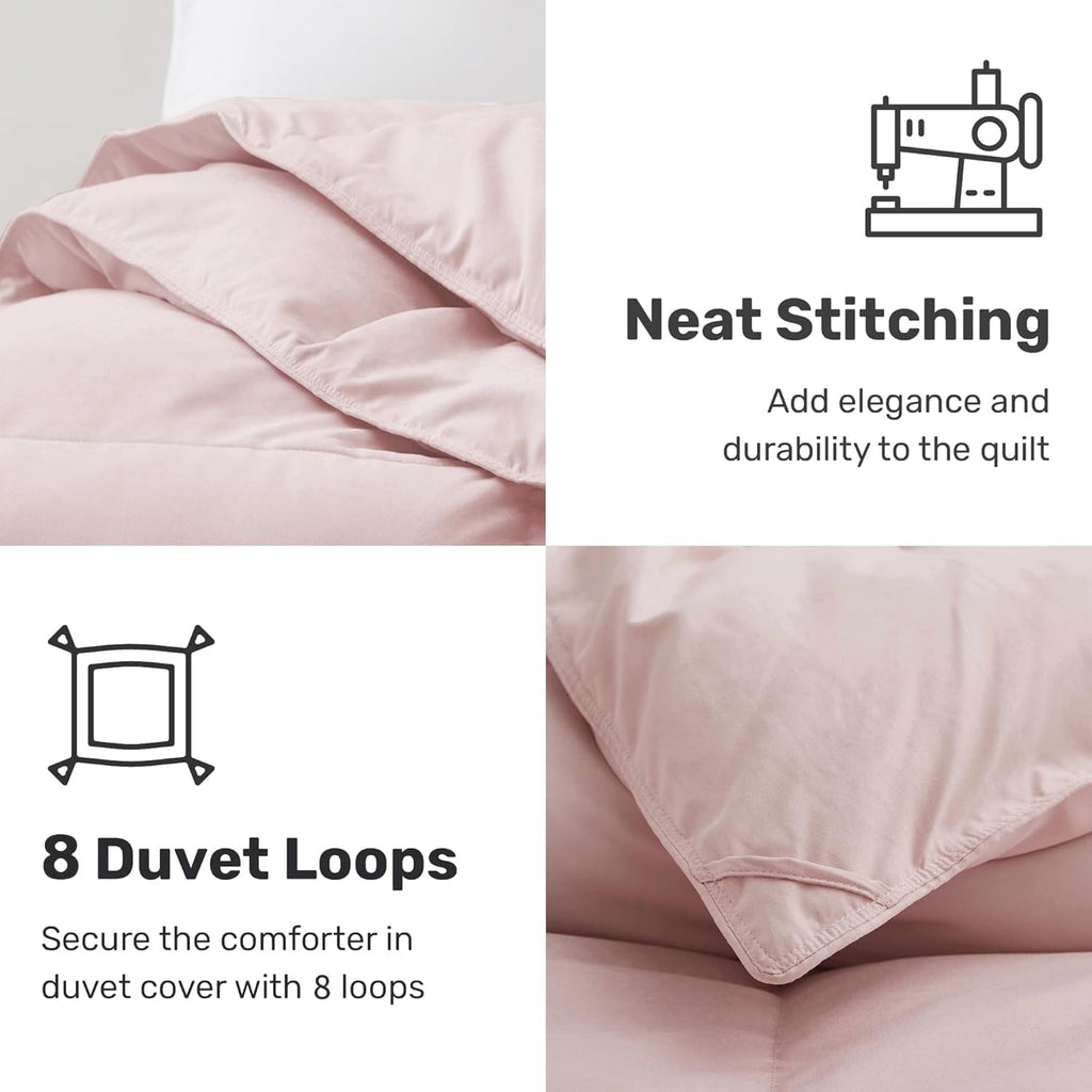 Goose Feather Down Fiber Comforter Queen, All Season Duvet Insert with Soft Downproof Cover