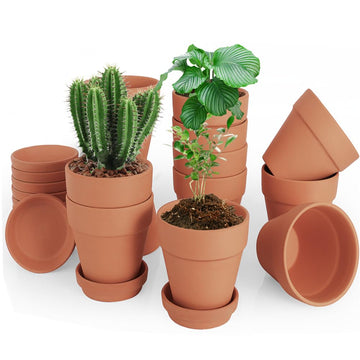 4 Inch Clay Pot for Plant with Saucer, Flower Pot with Tray, 12 Pack Small Terra Cotta Plant Pot with Drainage Hole