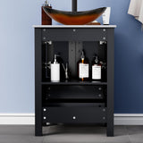 UEV 24" Black Bathroom Vanity with Vessel Sink,Modern Bathroom Vanity Cabinet