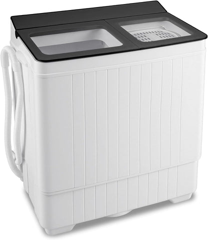 Portable Washing Machine, 26LBS Twin Tub Mini Compact Laundry Washer Spinner Combo with Drain Pump, 18Lbs Washer and