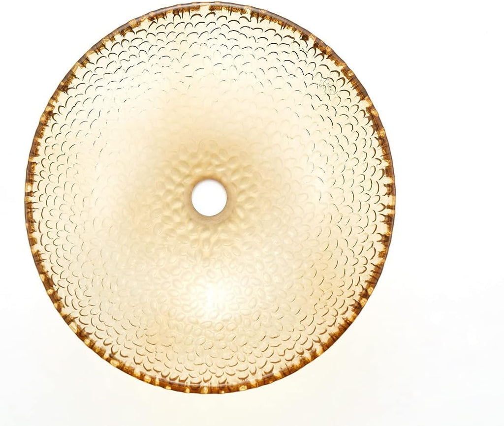 Pearl Series Glass Vessel Sink In Gold Top Raindrop Mount Sinks Above Countertop | Vanity Countertop Sink Bowl with Pop Up Drain | FW-LA625