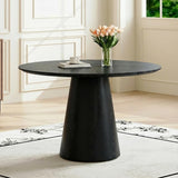 Black Round Dining Table for 4-6, Modern Wood Kitchen Table, 45" Circle Dining Table with Pedestal for Kitchen,Living