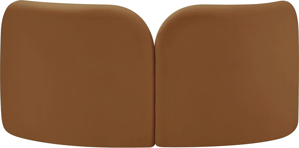 44002Saddle-L Daphne Collection Art Deco Loveseat with Rich Saddle Velvet Fabric, Solid Wood Ball Legs, Solid Wood