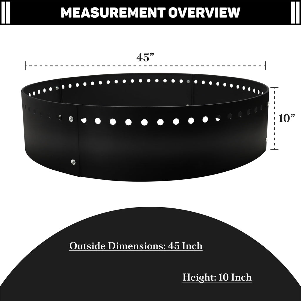 45" D Outdoor Fire Ring Liner - Steel Smokeless Firepit Insert