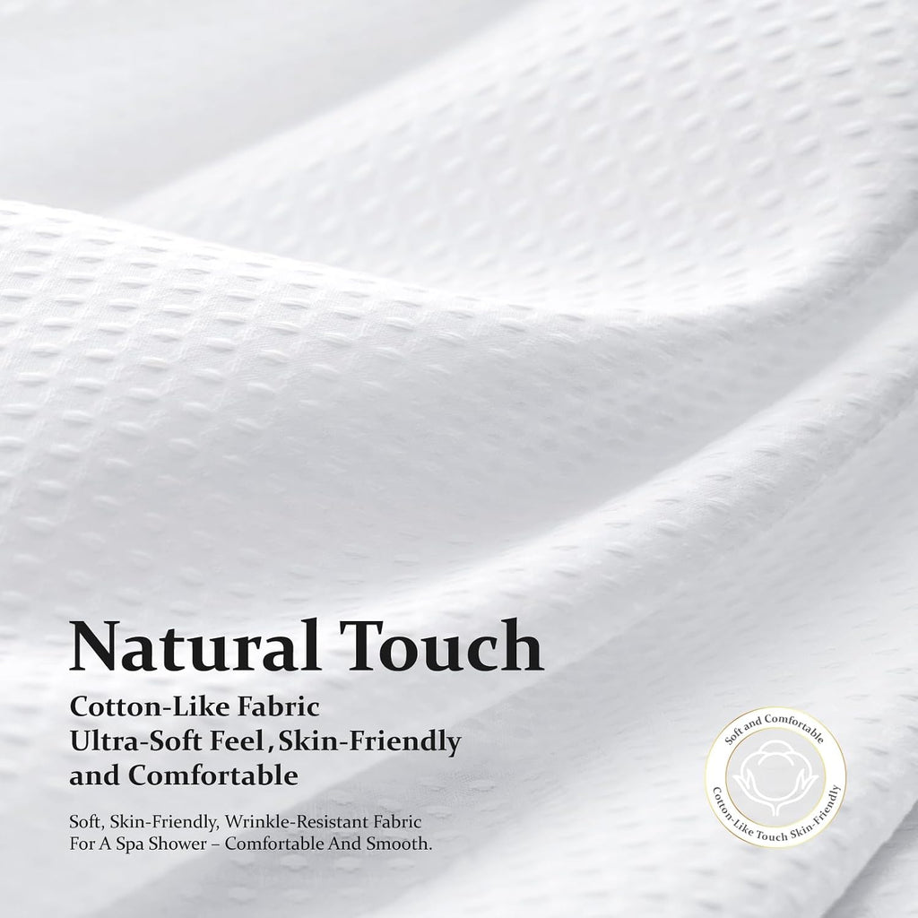 Extra Long Waffle Shower Curtain 256 GSM Fabric 72"x84" White | 84 Inch Long, Thick Polyester Cloth, Weighted Hem