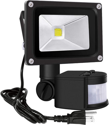 Motion Sensor Flood Lights Outdoor,10W Induction LED Lamp, IP65 Waterproof Spotlight,6500K LED Sensor