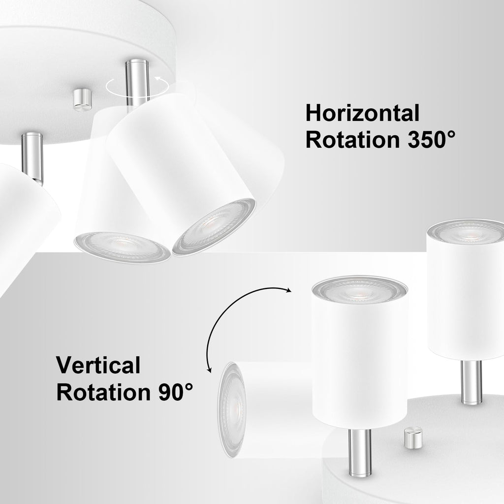 3 Light Track Lighting Fixtures Ceiling, Matte White Round Directional Ceiling Spotlight, GU10 Flush Mount Track