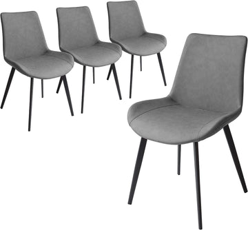 Dining Chairs Set of 4, Modern Kitchen & Dining Room Chairs, Upholstered Faux Leather Cushion Seat and Sturdy Metal