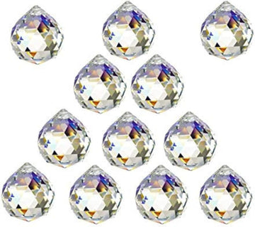 12 Pcs Crystal Ball Prism Suncatcher 30mm Rainbow Pendants Maker - Clear Glass Crystal Ball Prism
