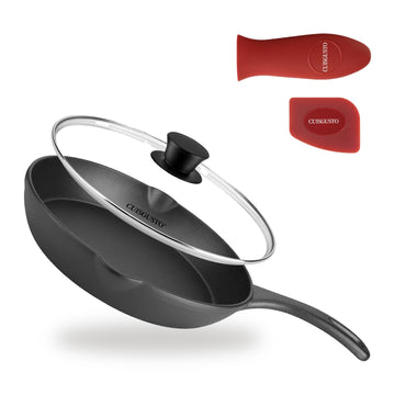 6 Inch Cast Iron Skillet with Lid, Mini Pre-Seasoned Egg Pan