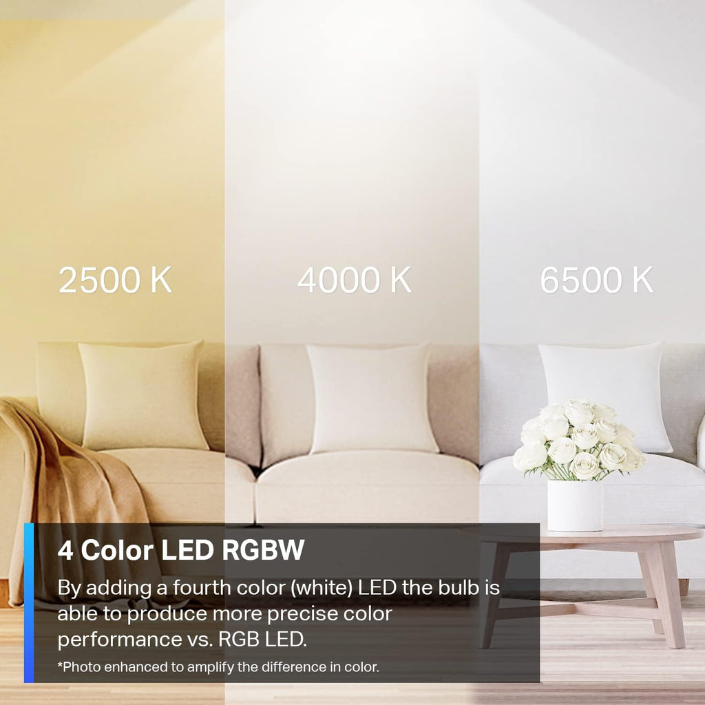 Smart Light Bulbs, 16M Colors RGBW, Dimmable, Compatible with Alexa and Google Home, A19, 60W Equivalent, 800LM