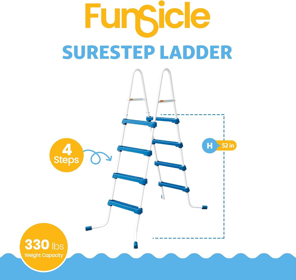 52" SureStep Pool Ladder, for Above Ground Swimming Pools, Blue & White | Lightweight, Removable Ladder with Non-Slip