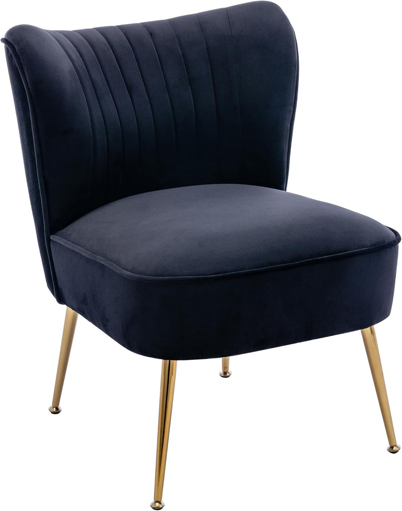 Velvet Accent Chair Set of 2 Comfy Living Room Chair Armless Slipper Chair Mid Century Side Single Sofa Chair with