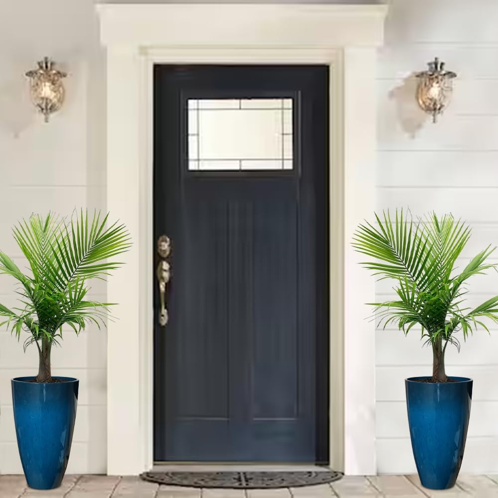 S 2 Pack - Modern Indoor/Outdoor Planters Decor - Weather-Resistant Large Flower Pots - Lightweight 21.26 Inches Tall