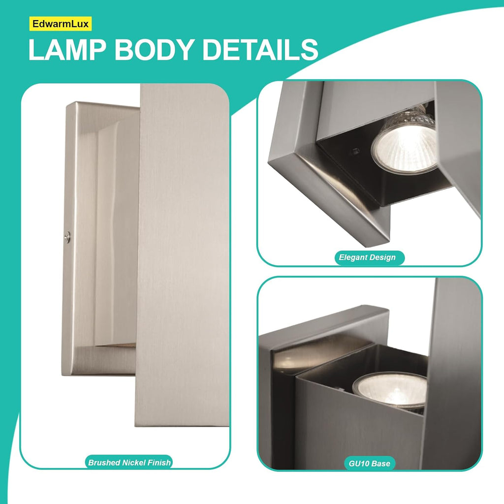 Indoor Wall Sconces, Modern Wall Lights, Up and Down Wall Mount Light, Dimmable Hardwired Wall Light , GU10 Bulbs