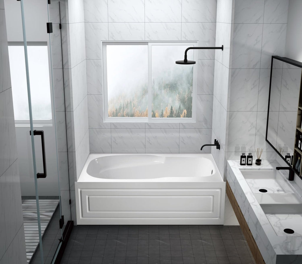 VTAM6031R21B 60-Inch Anti-Skid Acrylic 3-Wall Alcove Tub with Right Hand Drain Hole, White