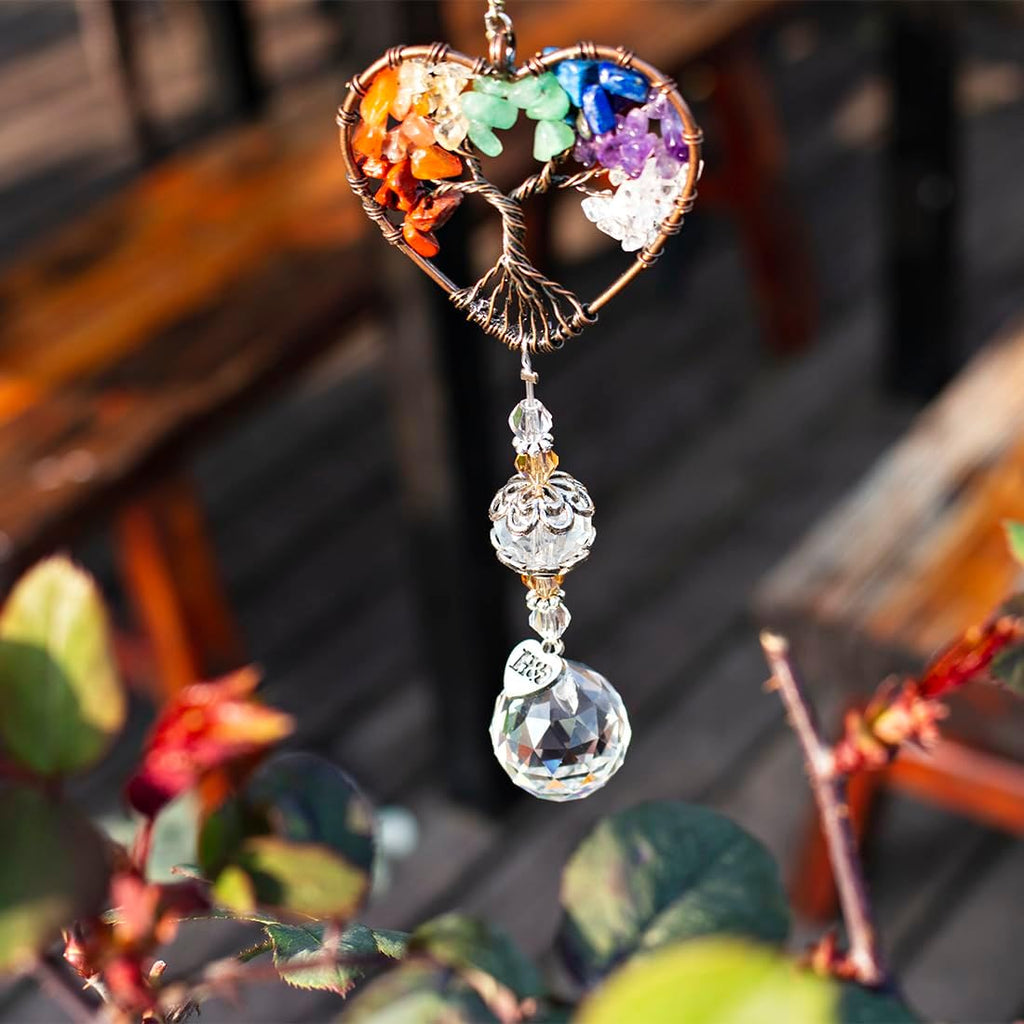 Tree of Life Heart Crystal Ball Prism Suncatcher Pendant Decor - Tree of Life Heart Shaped Crystal Ball Prism Pendant