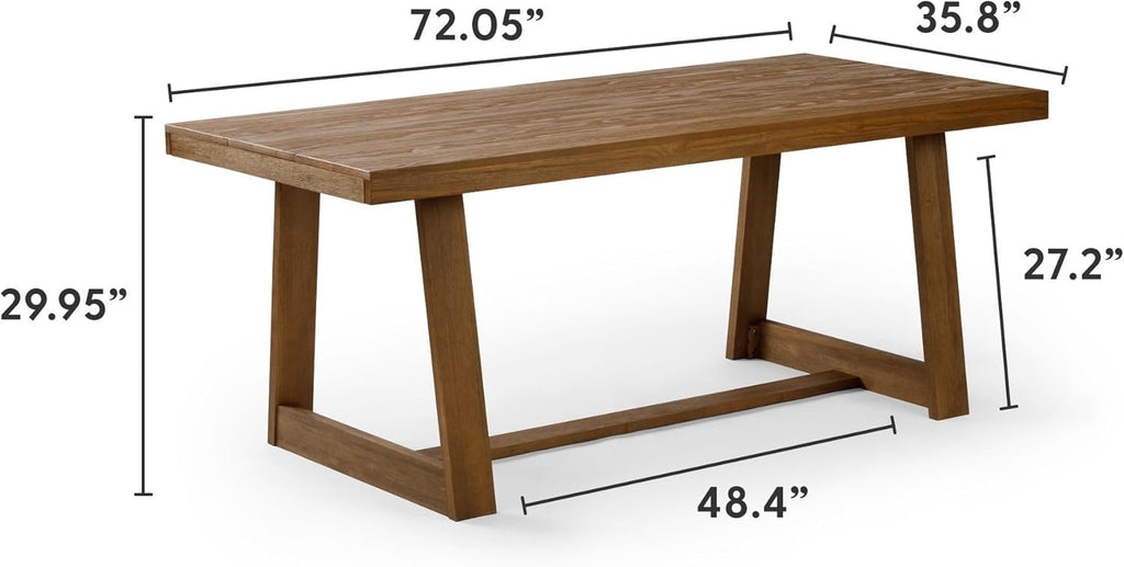 72 Inch Farmhouse Dining Table, Solid Wood Rustic Kitchen Table, Large Wooden Rectangular Dinner Table for Dining