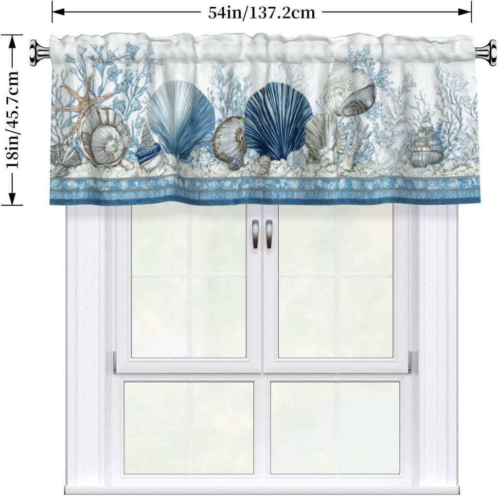 Beach Valance Curtain Window Valance Treatment Decor Small Window Curtains for Bedroom Kitchen Bathroom Living Room 1