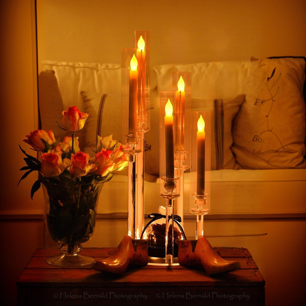 4PCS 5 Arm Acrylic Candelabra for Table Wedding Centerpiece,Crystal Clear Candle Stick Holders Candelabra Centerpiece