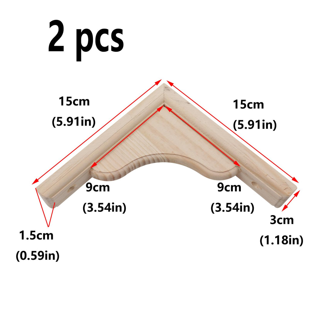 6 Inch Solid Wood Wall Mount Shelf Bracket, Pack of 2