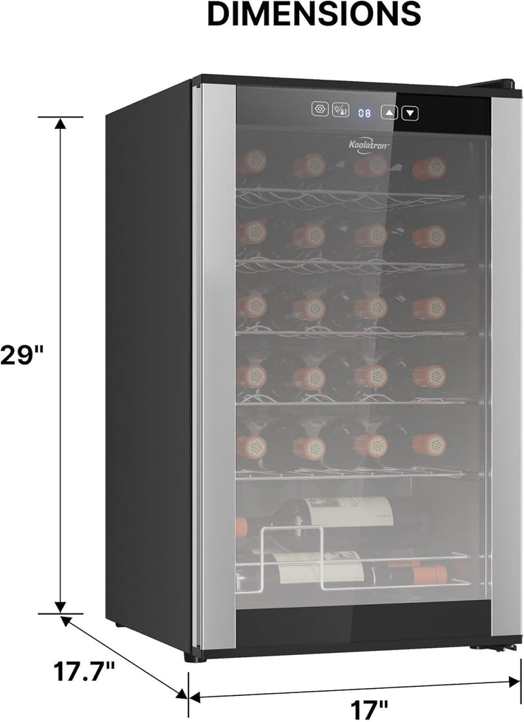 24 Bottle Wine Fridge - Freestanding Wine Cooler with Glass Door, 2.4 cu. ft (68