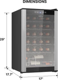 24 Bottle Wine Fridge - Freestanding Wine Cooler with Glass Door, 2.4 cu. ft (68