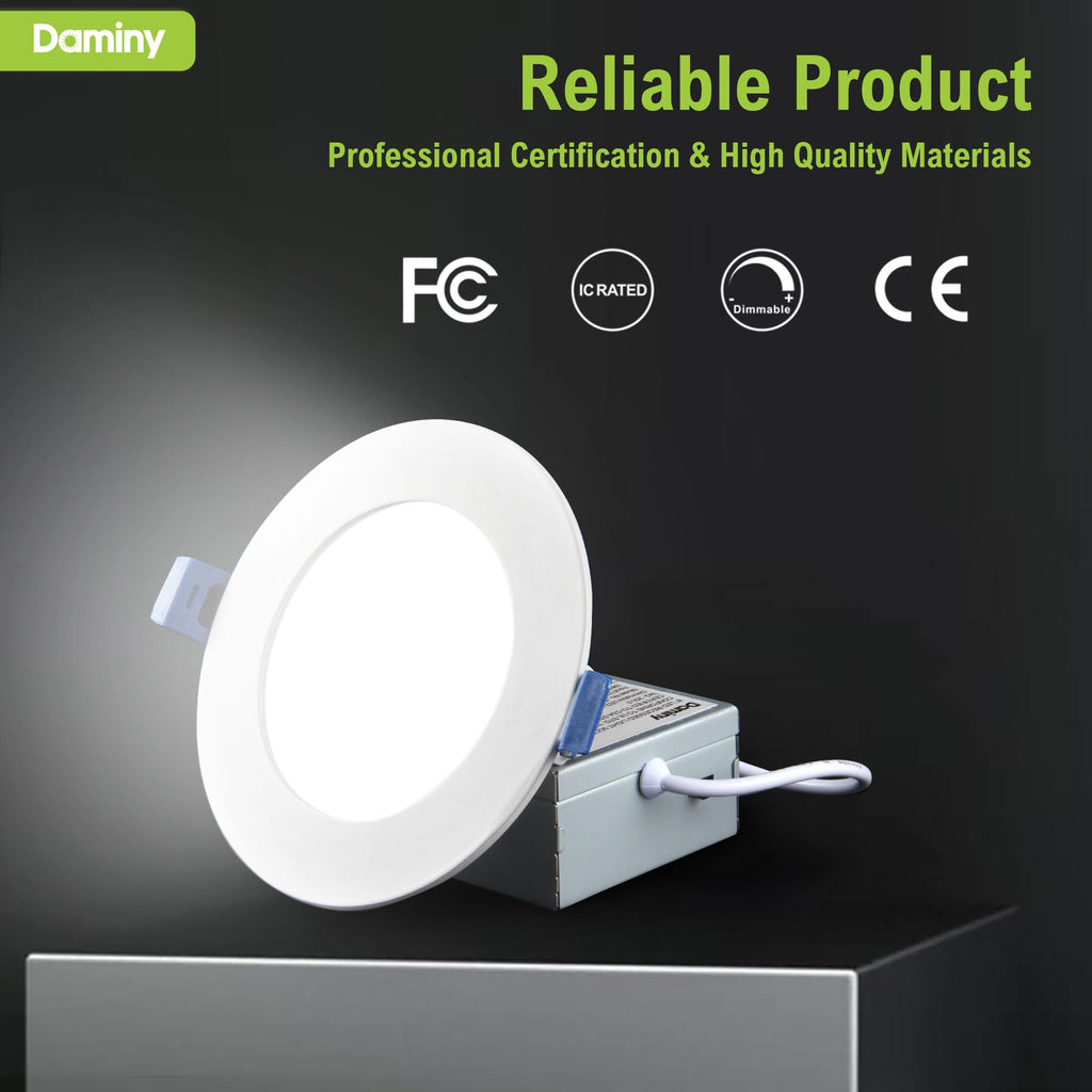 12 Pack 6 Inch LED Recessed Lighting, Canless Wafer Downlight