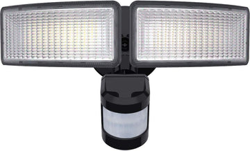 88911-SU LED Dual-Head Square Wall Mount Flood Light Fixture with Motion Sensor, 24 Watts, 120 Volts, 2400 Lumen
