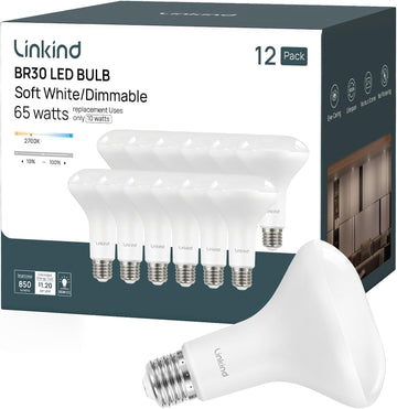BR30 LED Flood Light Bulbs Indoor, 65W Equivalent Dimmable LED Recessed Bulbs, 10W 850 Lumens, 2700K Soft White E26