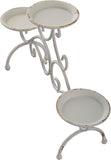 Rustic Fireplace Candelabra Candle Holder, 3 Arm Metal Pillar Candle Holders, Shabby Chic White Candle Holder for