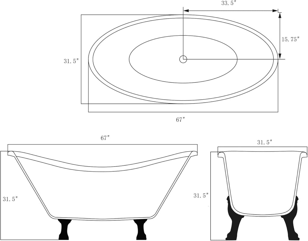 67"x 31.5"x31.5" Freestanding Soaking Acrylic Gold Color Mosaic Bathtub | luxury acrylic fiberglass cast iron