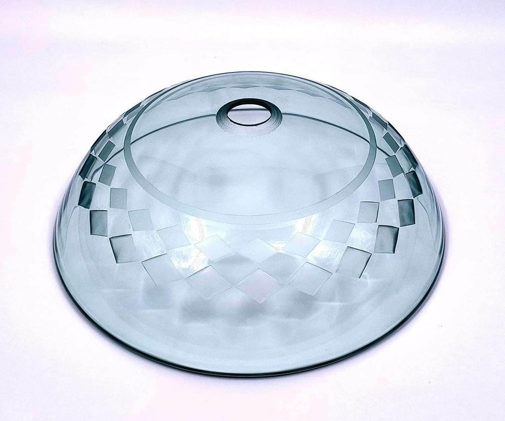 Elegant Handmade Round Circular Pattern Bathroom Sink Tempered Clear Glass Unique Carved Pattern Handmade Vessel Bowl