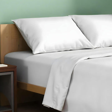 100% Organic Cotton Percale Sheets King Size - 4 PC White Organic Sheets King Set, Soft, Crisp & Cooling, Fully