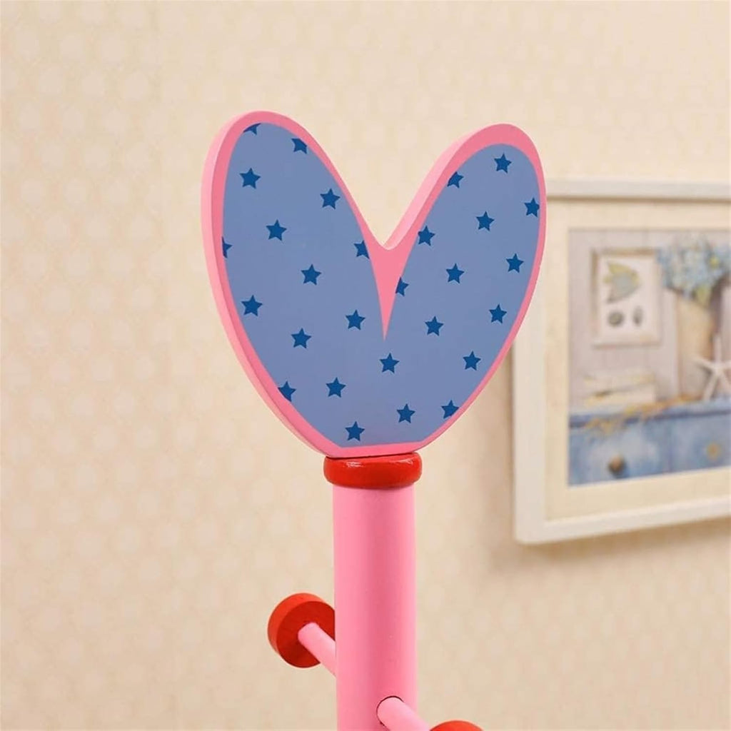 Freestanding Hall Tree, Cute Coat Rack Creative Love Shape Wood Clothes Hanger Stand Home Clothes Stand for Coats