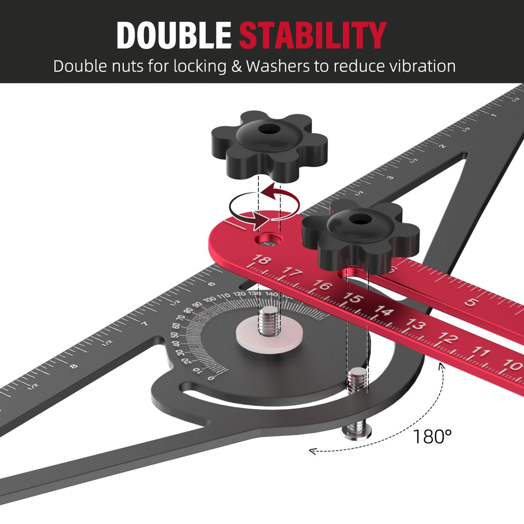Stair Tread Template Tool, 8"-52" Jig Stair Gauge, Double-Ended Solid Nut Locking Stair Tread Jig, Aluminium Alloy